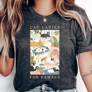 Cat Ladies for Kamala Shirt, Cute Pink Cats Kamala Harris 2024 Shirt, Childless Cat Ladies, Cat Lady for Kamala T-Shirt, Kamala Cats Mamala