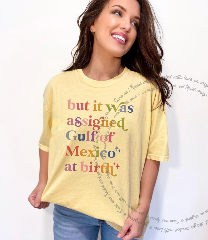 Team Gulf of Mexico America golfo de anti trump democrat liberal shirt tee t-shirt shirt tshirt apparel gift anti-fascist fascist fascism fragile masculinity 1569 dissent anti-elon elon musk deport progressive woke political support immigrants immigration rainbow colorful font words letter design retro vintage cute girly funny joke girl trans transgender support pronoun they them