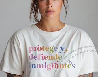 Camiseta de colores cómodos Protege y Defiende Inmigrantes, Camiseta Nadie es ilegal en tierra robada, Pro Inmigrante DACA Derechos Humanos Justicia social