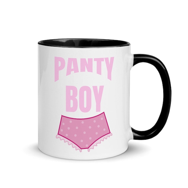 Panty Boy Mug with Color Inside - Feminization Teacup - Sissification Coffee Cup