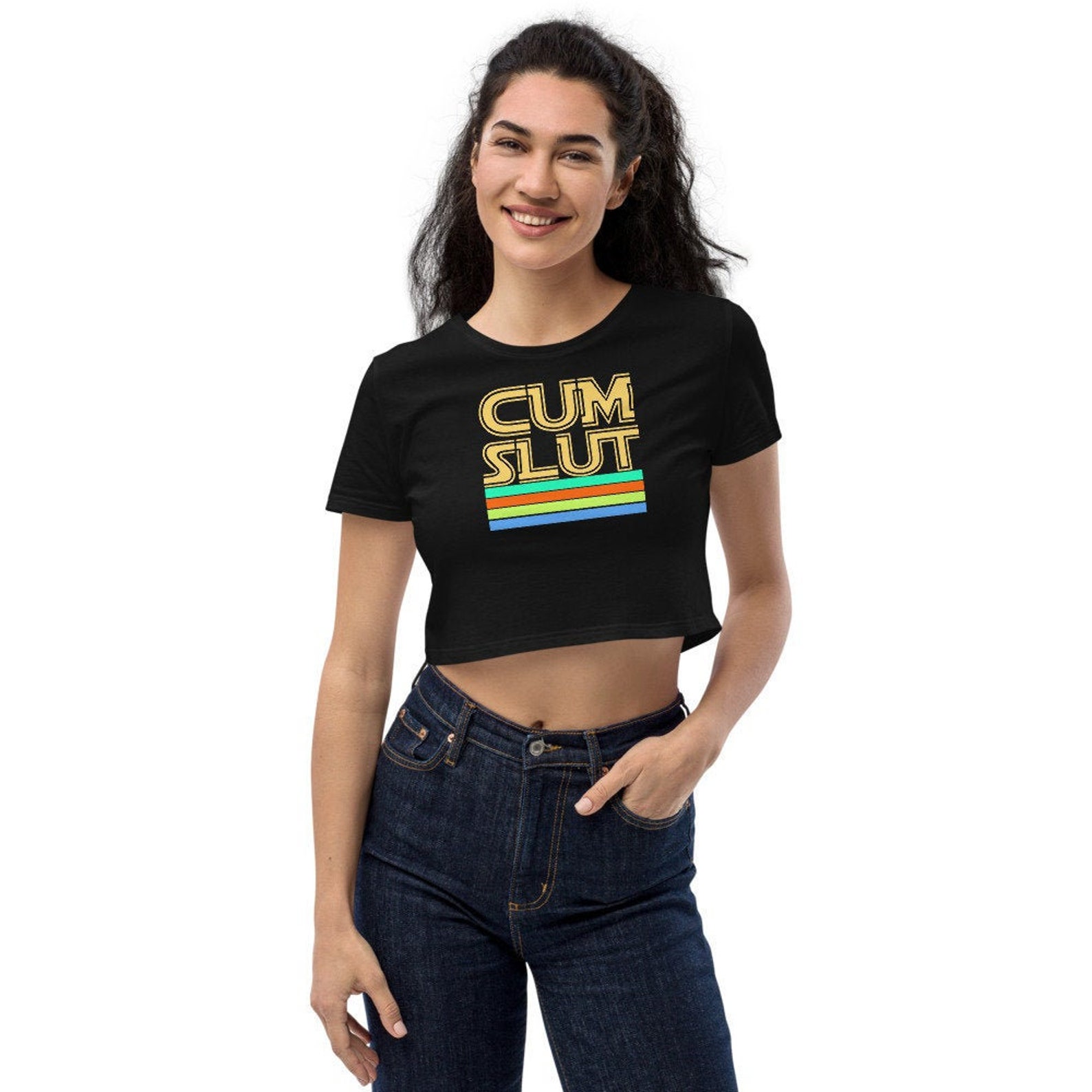 Cumslut Womens Organic Crop Top Masters Cum Slut Etsy