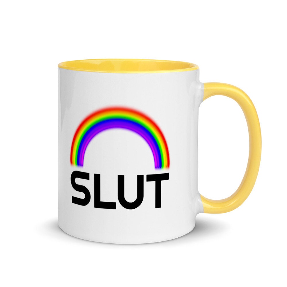 Rainbow Slut Coffee Mug with Color Inside Masters Cum Slut | Etsy