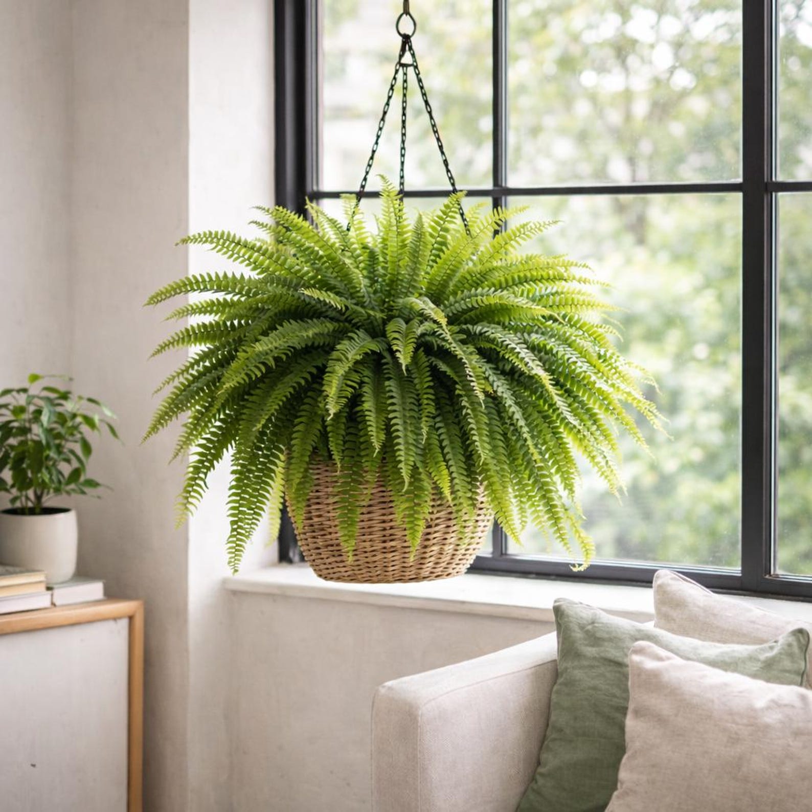 Vining Fern 10” Hanging Basket of Boston Fern, Nephrolepis Exaltata 'bostoniensis ...