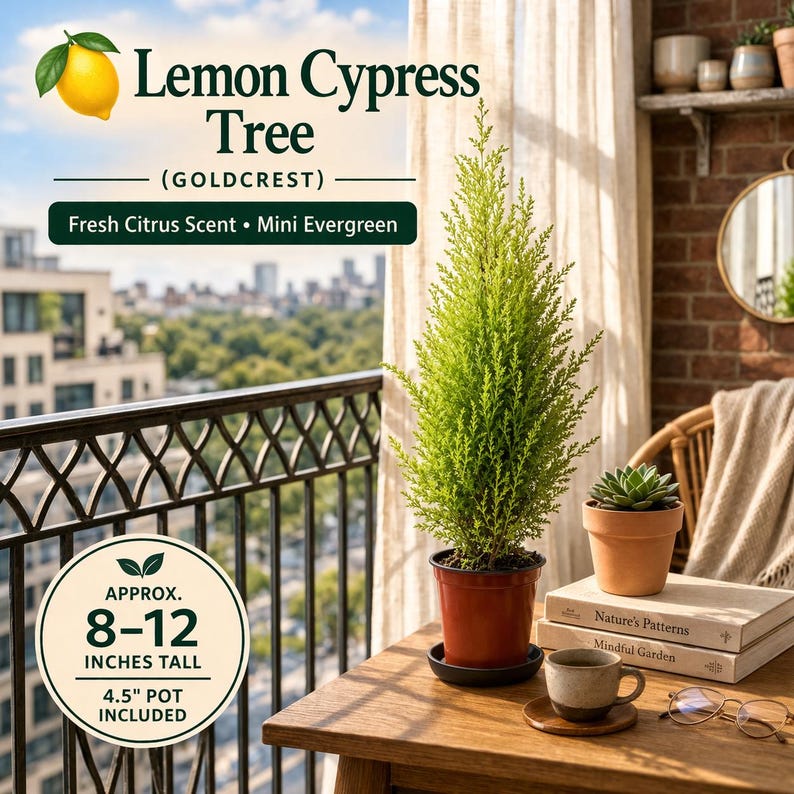 Lemon Cypress Tree (Goldcrest) – Fragrant Evergreen in 4.5" Pot, Indoor & Outdoor Plant, Mini Tree, Live Houseplant Gift image 2