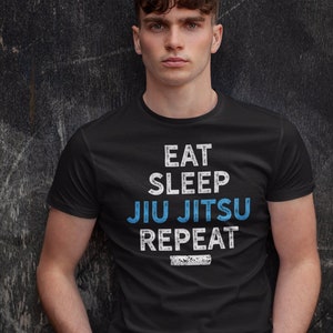 Eat Sleep Jiu Jitsu Unisex T Shirt - Martial Arts - Gifts - Jujitsu - Blue