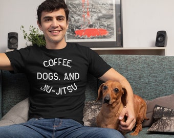 Koszulka Coffee Dogs Jiu Jitsu Unisex - BJJ Brazylijskie Sztuki Walki - Prezenty - Jujitsu