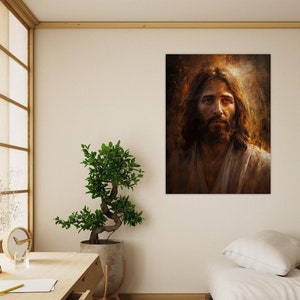 Jesus Christ Poster Wall Art - Modern Christian Catholic Decor - Christ Portrait Painting - UNFRAMED - V9
