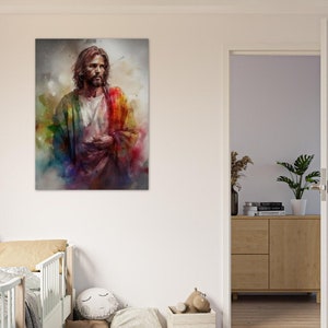 Jesus Christ Poster Wall Art - Modern Christian Catholic Decor - Christ Portrait Painting - UNFRAMED - V16
