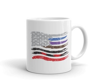 Jiu Jitsu Belts Flag Mug - Coffee - Belts - Brazilian BJJ Instructor - Jujitsu