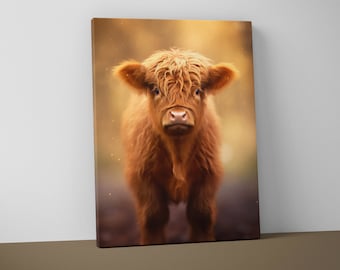 Highland Cow Canvas Wall Art | Rustic Farmhouse Decor
