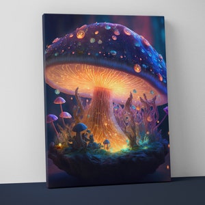 Psychedelic Mushroom Canvas Print – Colorful Trippy Wall Art