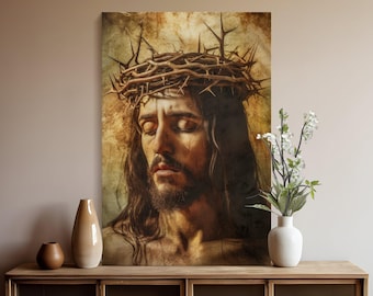 Jesus Canvas Art, Inspirational Jesus Artwork, Christian Wall Art, Jesus Christ Portrait, Religious Wall Art, Christian Home Decor