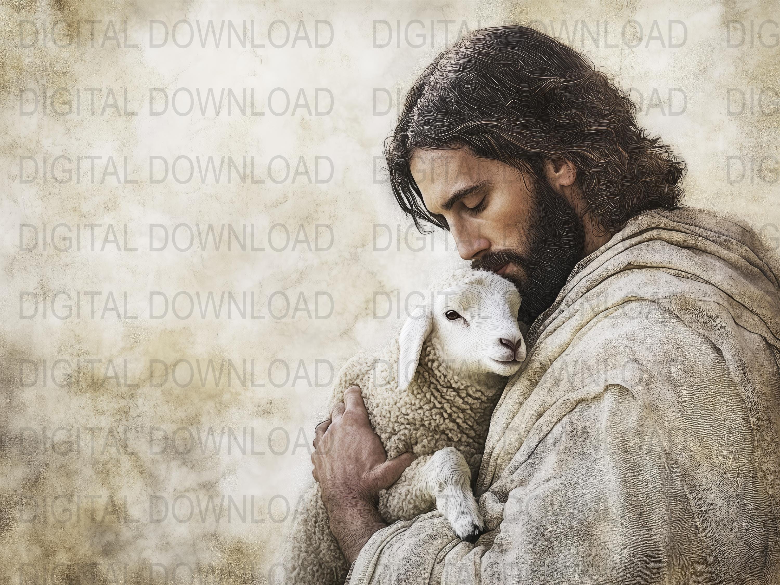 Jesus Christ & Lamb Art, Christian Wall Art (digital Download) - Etsy