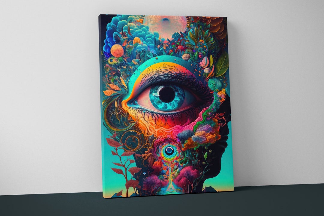Psychedelic Eye Mounted Canvas – Trippy Surreal Wall Art - Etsy