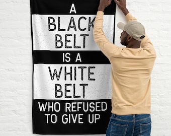 BJJ Flag - Black Belt, White Belt - Jiu Jitsu Wall Art Decor