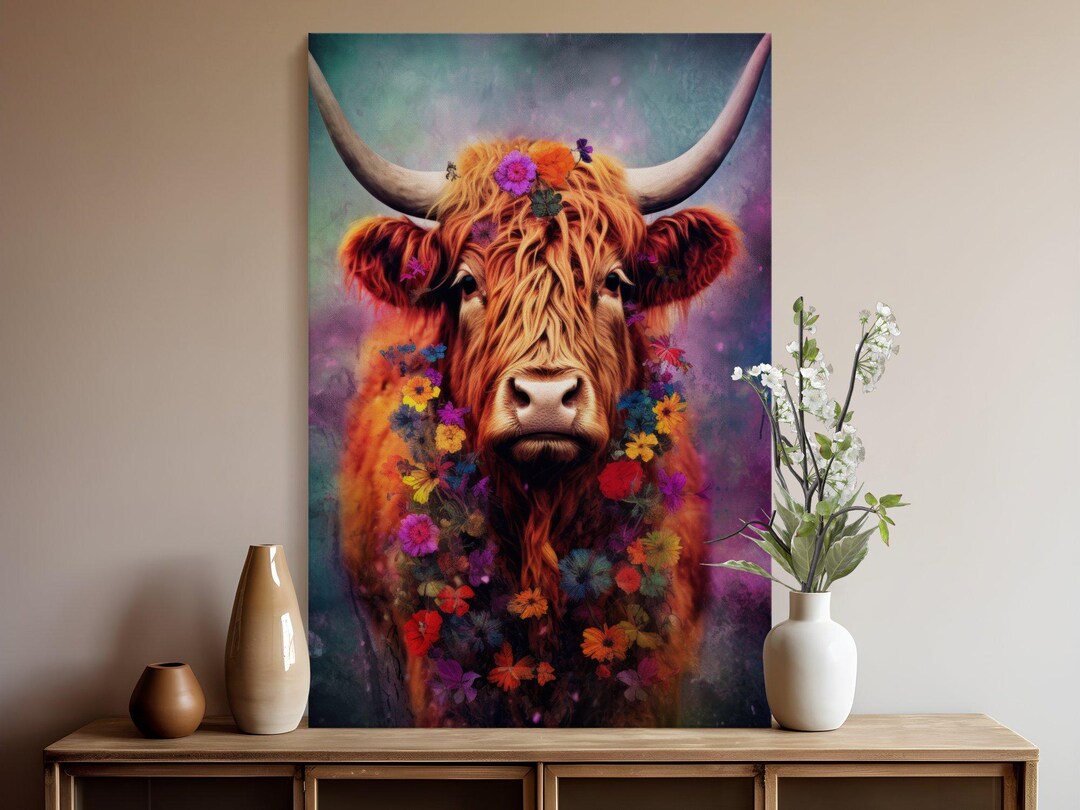 Highland Cow Digital Art Download, Whimsical Farmhouse Wall Art ...