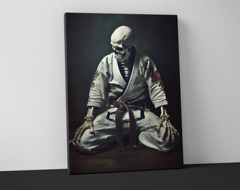 Jiu Jitsu Skeleton Fighter Canvas – Funny BJJ Martial Arts Wall Art