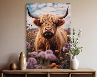 Highland Cow Art Print, Farmhouse Wall Decor (Digital Download)