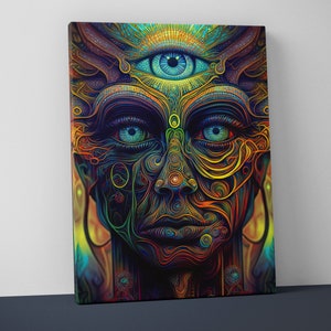 Psychedelic Mounted Canvas - Trippy Wall Art - Groovy Decor - Weird Art - Trendy Wall Art - V74