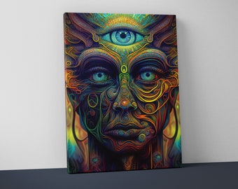 Psychedelic Canvas Art – Trippy Third Eye, Groovy Home Decor