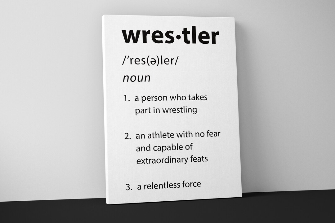 Wrestler Definition Mounted Canvas BJJ Wall Art Wrestling Coach Gift