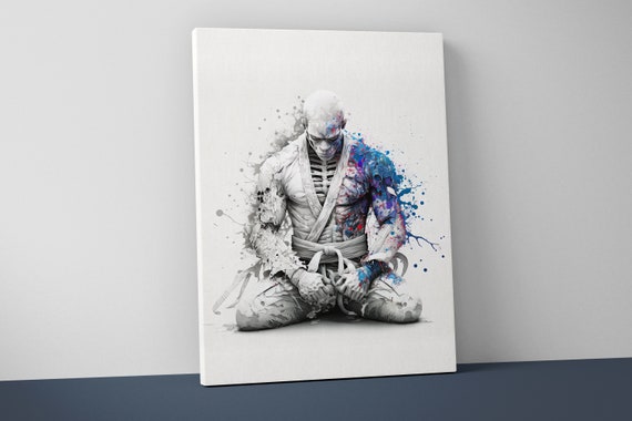 Jiu Jitsu Skeleton Fighter Mounted Canvas - BJJ Wall Art