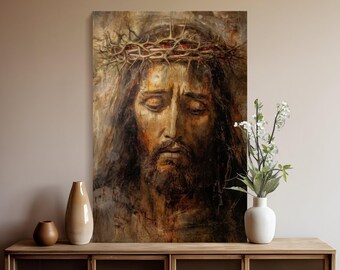 Jesus Canvas Art, Christian Wall Art Jesus Christ, Catholic Inspirational Artwork, Religious Home Decor, Art for Church Office