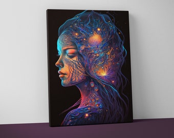 Psychedelic Woman Canvas Print – Trippy Funky Wall Art
