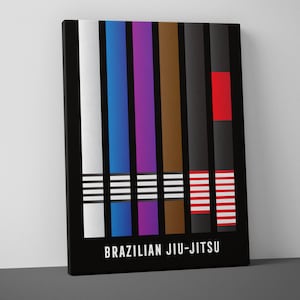 Gi Belts Jiu Jitsu Mounted Canvas - BJJ - Art Print -  Brazilian Jujitsu - Martial Arts