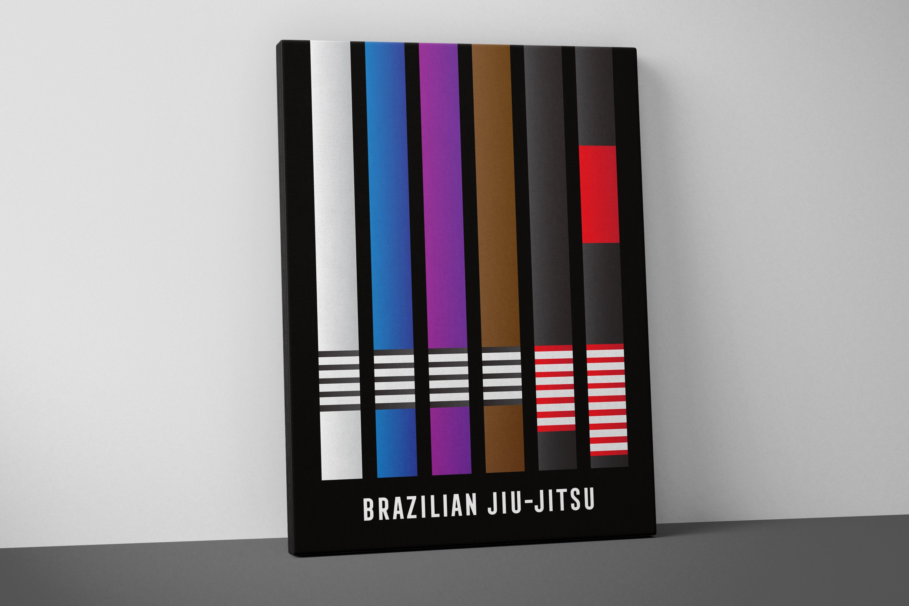 Gi Belts Jiu Jitsu Mounted Canvas - BJJ - Art Print - Brazilian