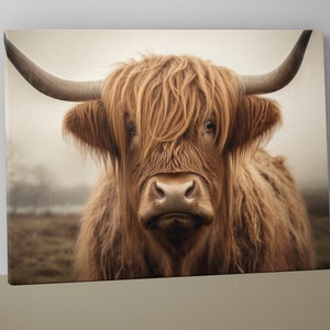 Highland Cow Wall Art | Extra Large Wall Art | Highland Cow Decor | Highland Cattle - V71