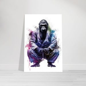 Jiu Jitsu Poster - Martial Arts - JuJitsu - Brazilian Jiu-Jitsu Wall Art - Decor Gifts - BJJ Print - Gorilla - V6
