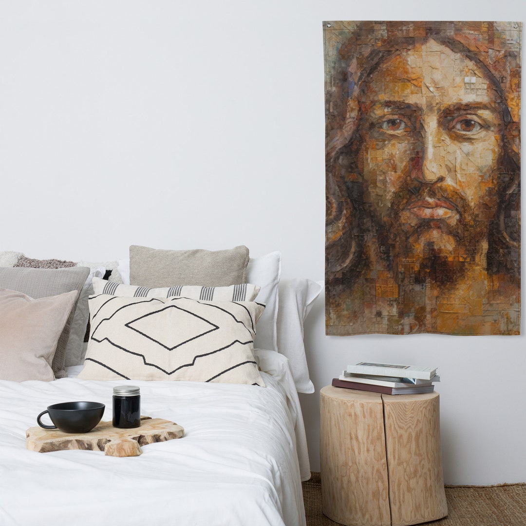 Jesus Christ Flag Art Modern Christian Tapestry Catholic Decor Church