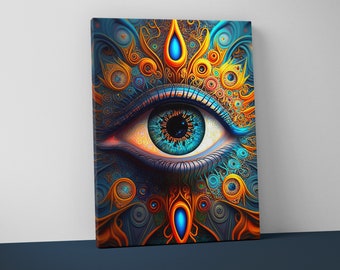 Psychedelic Eye Canvas Art – Groovy Trippy Wall Decor
