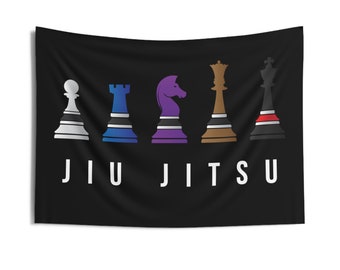 Chess Jiu Jitsu Wall Tapestry - BJJ Art Decor - Brazilian Gift - Martial Arts - Jujitsu Gi