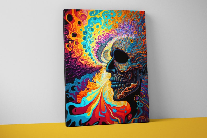 Psychedelic Trippy Mounted Canvas - Weird Wall Art - Funky Surreal ...