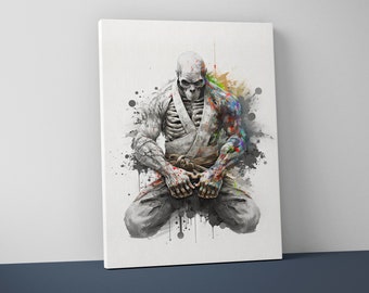 Jiu Jitsu Skeleton Fighter Canvas – BJJ Martial Arts Wall Art