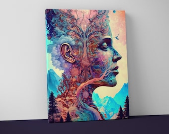 Psychedelic Woman Canvas Art – Trippy Home Decor
