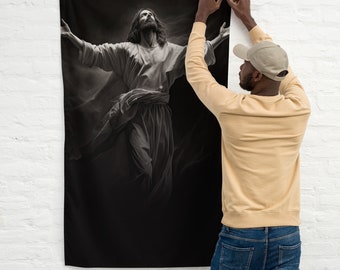 Jesus Christ Flag Art - Modern Christian Tapestry - Catholic Decor - Church Banners - V35