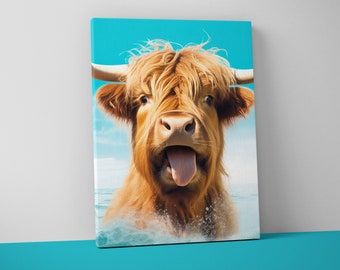 Highland Cow Canvas Print | Farmhouse Wall Art