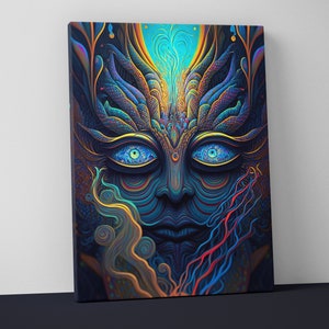 Psychedelic Mounted Canvas - Trippy Wall Art - Groovy Decor - Weird Art - Trendy Wall Art - V96