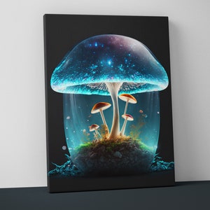 Colorful Mushroom Canvas Print - Psychedelic Wall Art - Beautiful Wall Decor Gift - V13
