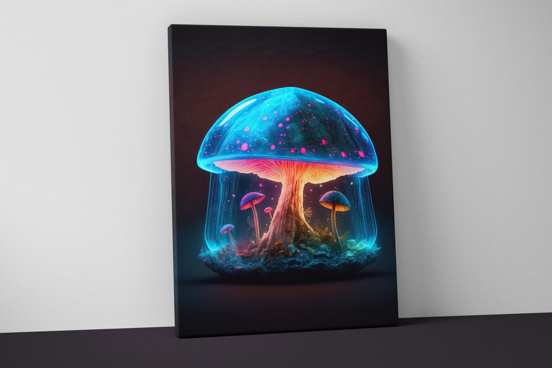 Colorful Mushroom Canvas Print Psychedelic Wall Art Beautiful Wall