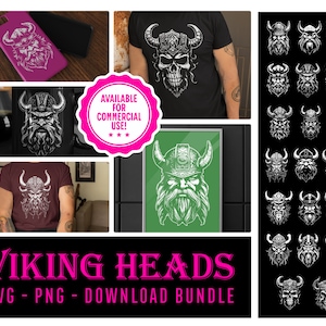 Viking Head SVG Bundle Clipart - Instant Download - Skull Viking Warrior - Nordic - Scandinavian - Vector PNG