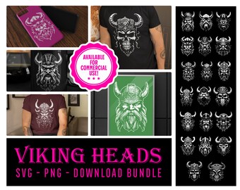 Viking Head SVG Bundle Clipart - Instant Download - Skull Viking Warrior - Nordic - Scandinavian - Vector PNG