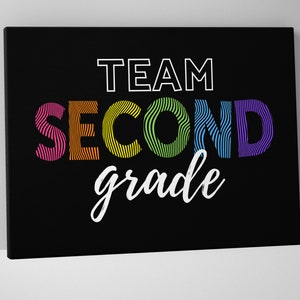 Team Second Grade Mounted Canvas Print - Decor - Classroom Wall Art - School Print - Gift 2nd