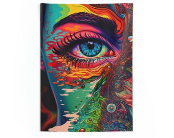 Psychedelic Trippy Wall Tapestry - Weird Wall Art Flag - Funky Surreal Decor Gift - V35