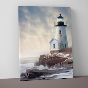 Lighthouse Canvas Print - Coastal Wall Art - Nautical Decor Gift - V12