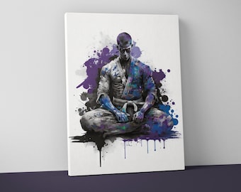 Jiu Jitsu Skeleton Fighter Mounted Canvas - BJJ Wall Art - Funny