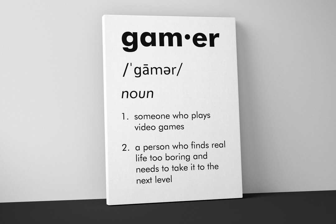 Gamer Definition Mounted Canvas Print - Gamer Video Game Decor - Gaming ...